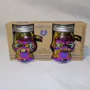 Salt Pepper Skull Shakers Set Rainbow Fusion Circleware Purple Gold