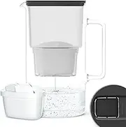 Wessper Glass Water Filter Jug, 3 L, Compatible with Brita Water Filter Cartridges, Includes 1 Water Filter Cartridge, Reduces Limescale and Chlorine, Black