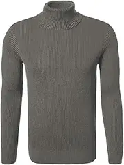 [Hann Brooks] Mens Warm Thick Cotton Classic Fit Roll Polo Turtle Neck Ribbed Textured Jumper Pullover Top