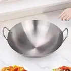 Stainless Steel Wok Cooking Pot with Double Handles Multifunctional Deep Fry Pan