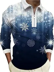 [Generic] T Shirt for Man Mens Christmas 3D Digital Christmas Printing Holiday Lapel Half Zipper Shirt Long Sleeve Shirt Mock Turtleneck Men Long Sleeve