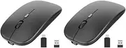 Mellisso 2X Wireless Mouse Rechargable,2.4G Ultra Silent Optical Mouse with USB and Type-C Receiver, for Laptop, (Black)