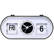 Manual Analog Flip Table Alarm Clock Retro Silent Quartz Mood Design Showing Date Day Month