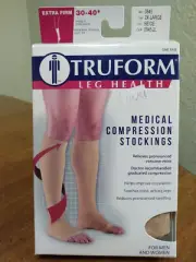 TRUFORM Compression Stocking 30-40mmHg Below Knee Open Toe Beige 2XL NIP
