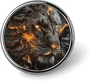 [FZMVSQH] Lion with Fire Printed Round Button Pin Badges Metal Pinback Buttons 1 Inch Pins for Hat Shirt Clothing Bags Decoration, Circular, Aluminum