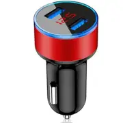 Fast Charging Car Charger Cigarette Lighter Socket 2 Port USB Power Adapter Red (for: Porsche)