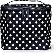 Kate Spade New York Insulated Soft Cooler Lunch Tote with Double Zipper Close and Carrying Handle, Polka Dots (Black/White)