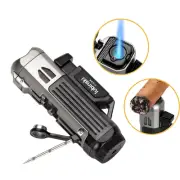 Lubinski Jet Torch Cigar Lighter With Punch Holder Drill Needle Metal Windproof