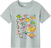 [Slurinx] T Shirts for Boys Toddler Girls Dino Types of Dinosaurs Kids Retro Tshirt Kids Summer Tee Tops 2-7 Years