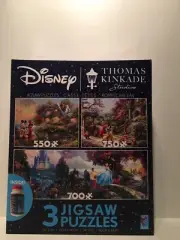 Disney Thomas Kinkade Studio’s 3 Jigsaw Puzzles. New/Sealed