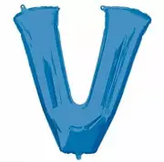 Anagram Balloons (Letter V) Foil Mylar Balloon 32" Blue SuperShape
