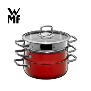 【WMF】Fusiontec Compact 可堆疊湯鍋蒸鍋三件組 22cm(紅色)