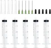 30ml Sterilization Packing Syringes with 14Ga 1.5 Inch Blunt Tip Dispensing Needles and Storage Caps and Needle Caps for Engineered Fluid，Glue Applicator and Refilling (Pack of 5)