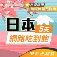 在飛比找PChome24h購物優惠-【飛速移動】5天 日本上網卡｜飛速保證款 無限流量吃到飽