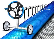 Aquabuddy Pool Cover Roller 500 Microns 10.5x4.2M Silver Blue Swimming Above Ground, Pools Covers, Bubble Blanket Blankets Garden Rectangle Heater Outdoor Water