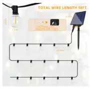 ShineU G40 LED 27ct Outdoor String Lights 58FT Remote Solar Waterproof. NEW!
