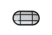 LED Bulkhead Oval Black 3000K IP65 Optional Cage