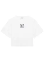Off-white Bling Leaves Logo Cropped Cotton T-shirt - White And Black - S (UK8-10 / S) S (UK8-10 / S)