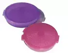 2 Tupperware Clamshell Round Pill Containers Pink & Purple #1224 Hinged New