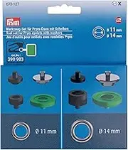 Prym - Prym (11-14 mm) Eyelet Tool Set with Washers for Vario Creative Tool - 8 Pieces, Burnished, Silver, Dark Green