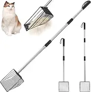 Chicken Poop Scooper, Metal Chicken Litter Scooper Handle with 80 to 110cm Long Handle, Litter Scooper Sifting Shovel Chicken Coop Accessories for Chick Pet Cat Dog