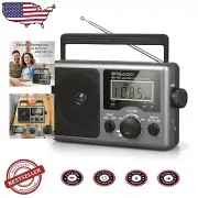 Lightweight Shortwave Radio with Big Speaker, Earphone Jack & Easy Tuning Knobs