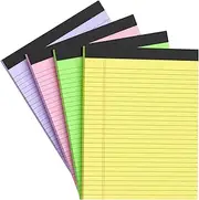 AILZFEI Colored Legal Pads 8.5 x 11 Note Pads, Wide Ruled Sturdy Back Writing Pads 30 Sheets/Pad, 20lb Colored Paper, Perforated Notepad with Sturdy Back (4 Pads)