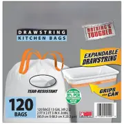 Tall Kitchen White Trash Bags 13 Gallon 120 Bags (Expandable Drawstring 20% PCR)