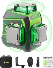 Laser Level 3X360° Self Leveling, 3D Green Cross Line Laser for Construction and