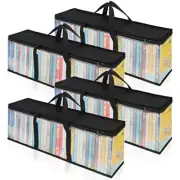 4 Pack CD DVD Storage Bags Media Holder Case with Handles for CDs Movie Cases