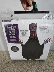 Illusion Ghoul Monster Demon EYES LIGHT UP Child's Costume Boy's M 8-10 Adds 9"