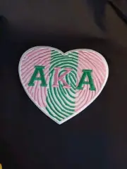 Alpha Kappa Alpha Pink Green Stripped 3" Heart Shaped Iron-on Patch