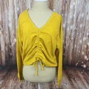 Aerie Towel Terry Cinch Sweatshirt Mustard Size Medium