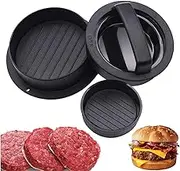 VPARTY Burger Press 3 in 1 Non Stick Kitchen Barbecue Tool - Black Plastic Round Patty Maker