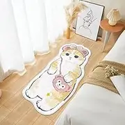 Cartoon Kid Rugs with Cat Shaped Shag Rugs for Girls Bedroom, Soft Plush Carpet Non-Slip Area Rug with Cartoon Animal Look (Crossbody Bag Cat,20''x64'')