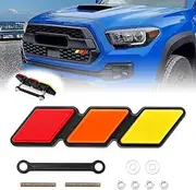 Tri-Color Front Grille Badge Emblem for Tacoma 4 Runner Tundra Sequoia Rav4 Highlander（Yellow/Orange/Red