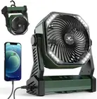 Camping Fan with LED Lantern, 20000mAh Rechargeable Battery Operated Outdoor ...