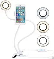 BOOC Selfie Ring Light with Flexible Mobile Phone Holder Bracket Lazy Desk (Desk-CLIP-PK)