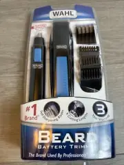 WAHL Nose Ear Body Beard Hair Wet/Dry Battery Precision Blade Trimmer Set ~ BLUE