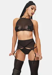 Lust With Luxury Sheer 3-Piece Garter Set