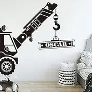 Wall Stickers Wall Decal Boys Children Fashion Ornament Crane Truck Custom Construction Car Personalized Name Home Decor 77x78cm
