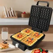 4-Slice Waffle Maker-1500W Square Waffle Iron-Portable Stainless Steel Kitchen A