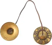 ERINGOGO Touch The Bell Small Bell Ritual Supplies Bell Cymbal Spiritual Bell Blessing Bell Percussion Instrument Metal Bells Meditation Accessories Vintage Home Decor Brass Golden