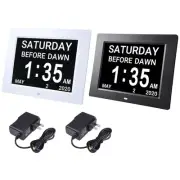 8" LCD Day Clock Digital Calendar Alarm Large Dementia Table Home Office 2 Pack