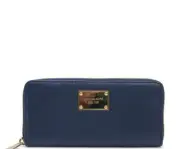 Michael Kors Jet Set Continental Navy Leather Zip Around Wallet 32F92Jsz3L