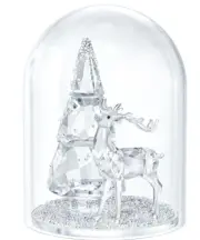 Swarovski Bell Jar Pine Tree & Stag Crystal Christmas 5403173 New Box 6 inch