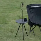 Portable Foldable Table with Lamp Stand Adjustable for Camping BBQ Picnics