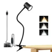 3 Modes & 10 Brightness Clip-on Reading Light - Desk Lamp with 360 Gooseneck ...