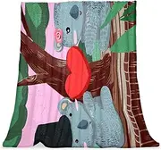 Throw Fleece Blankets Lightweight Couch Blanket,Koala Couple Love Heart,Soft Blankets and Throws for Sofa