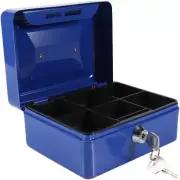 Mini Safe Security Box Household Portable Steel Lockable Cash Money Box (Blue)